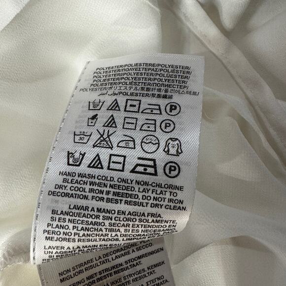 Guess Medium Bi-Level Top Sleeveless Sheer Lined Slits Rear Keyhole White Moon - Picture 10 of 10